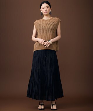 自由区 S 【レイヤード・旬スタイル】リネンコットン ベスト サンタンブラウン