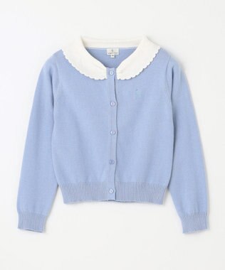 組曲 KIDS 【150-160㎝】リボンカラー カーディガン サックスブルー系