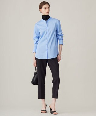 ICB 【洗える】 コットンサテンシャーティング シャツ サックスブルー系