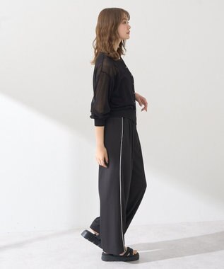 earth music&ecology 接触冷感シアークルーニットカーディガン Black