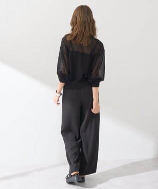 earth music&ecology 接触冷感シアークルーニットカーディガン Black