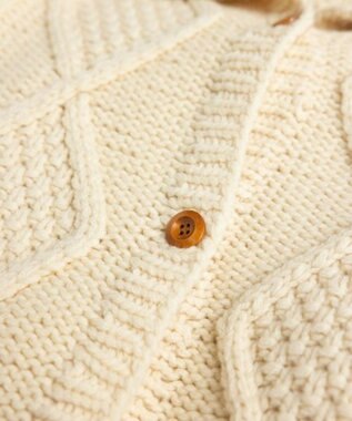 LENO ARAN PULLOVER【UNISEX】アラン柄ニットプルオーバー/カーディガン IVORY