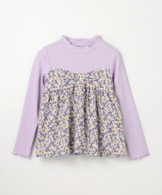 ANY KIDS ドッキング花柄カットソー ラベンダー
