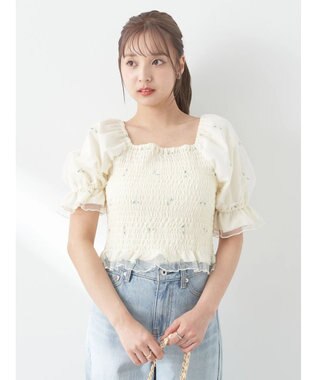 earth music&ecology フラワー刺繍ブラウス