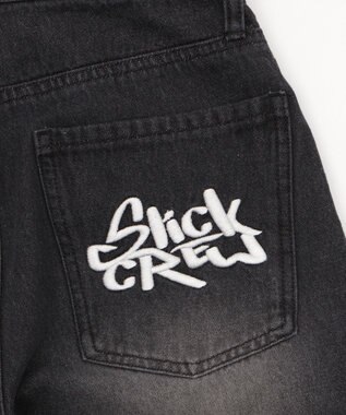 WEGO 【SMサイズ展開】ロゴデニムバギーパンツ デニムブラック