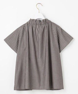 ANY SIS 【洗える】ギャザーネック ブラウス ブラウンストライプ