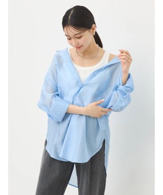 earth music&ecology ＢＩＧシアーシャツ Blue