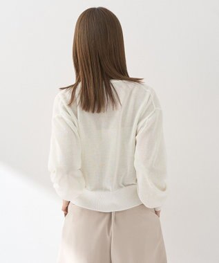 earth music&ecology 接触冷感シアークルーニットカーディガン Ivory