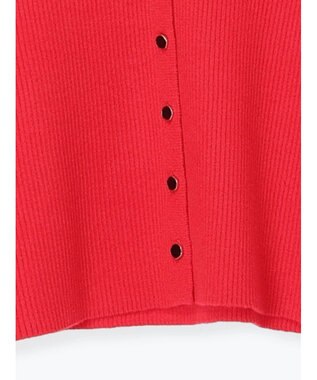Te chichi ウェーブメタル釦Vネックリブカーディガン レッド