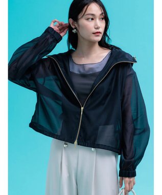 Te chichi ショートシアーフーディーブルゾン