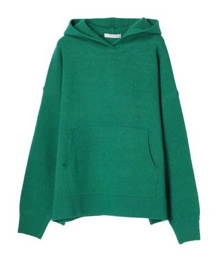 Green Parks スウェット風フード付ニットプルオーバー Green