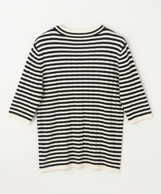 ANY リブボーダーニット オフ×ブラック