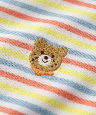 MIKI HOUSE HOT BISCUITS 【70-120cm】 みじんボーダー ワンポイント刺繍 半袖Tシャツ マルチカラー