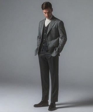 GOTAIRIKU 体温調整に【洗える/チクチクしにくい/ピリングしにくい】イタリア糸 ハイゲージ カーディガン_WOOL100% グレー系