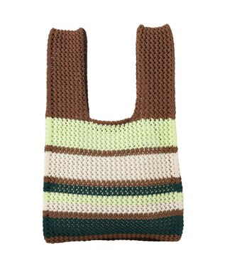 AMERICAN HOLIC マルチボーダーニットバッグ Brown