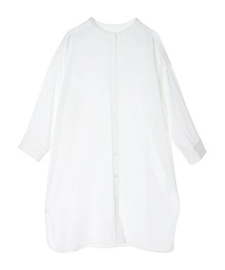 Green Parks ＳＥＴ２点Ｖネックベスト＋７分袖ミディシャツワンピース Gray Mixture