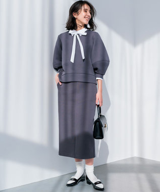 組曲 【WEB限定】ストレッチダンボール タイトスカート グレー系