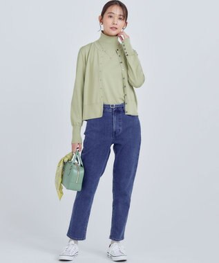 組曲 L 【6色展開・UVケア】モダンタートルニット ピスタチオ系