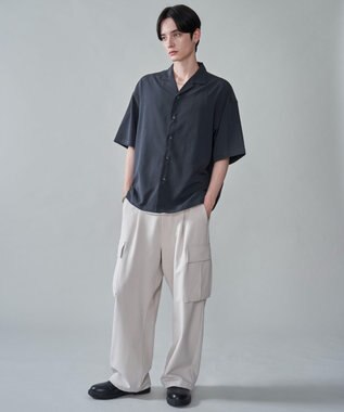 WEGO クレープオープンカラーシャツ（SS） ブラック中濃色