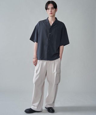 WEGO クレープオープンカラーシャツ（SS） ブラック中濃色