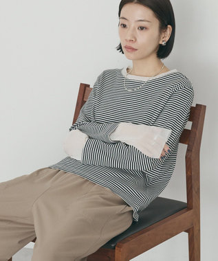 AMERICAN HOLIC 袖チュールレイヤードプルオーバー Border