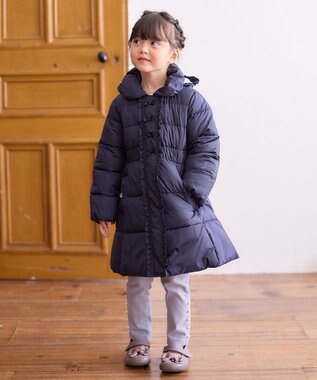 ANY KIDS 【洗濯機OK】中綿 Aライン コート ネイビー