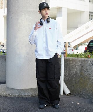 WEGO 【ユニセックス着用ITEM/MLサイズ展開】オックスフォードワンポイントシャツ（LS） ホワイト