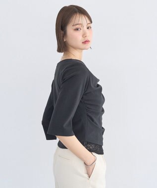 earth music&ecology レースレイヤードドレーププルオーバー Black