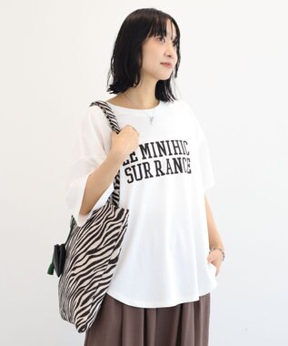 Green Parks 裾ラウンド機能ロゴTシャツ Off White