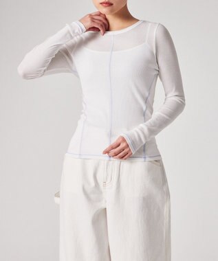 Paul Smith コントラストステッチ リブ 長袖カットソー ホワイト