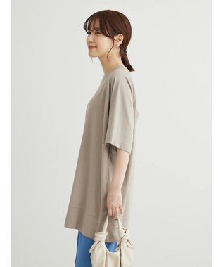 Green Parks 接触冷感５分袖ラグランチュニック Gray Beige