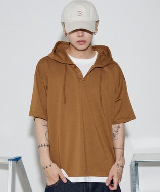 WEGO 【ユニセックス着用ITEM】フェイクレイヤードTパーカー ブラウン