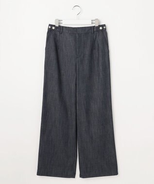 J.PRESS LADIES L セルロースシャンブレー セミワイド パンツ ネイビー系