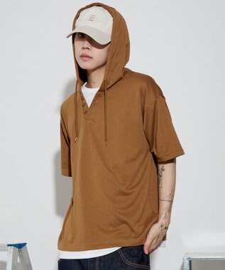 WEGO 【ユニセックス着用ITEM】フェイクレイヤードTパーカー ブラウン