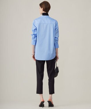 ICB 【洗える】 コットンサテンシャーティング シャツ サックスブルー系