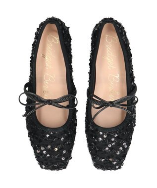 Bridget Birkin 【Bridget Birkin】ツイードスパンコールリボンパンプス ブラック雑材