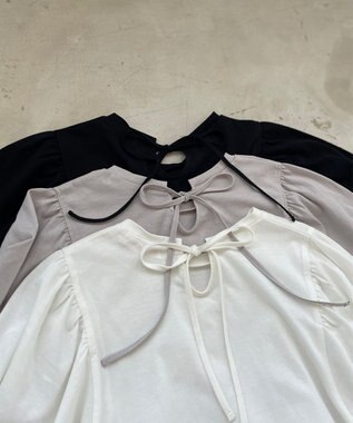 Feroux 【UVケア】バックリボンボリュームスリーブ Tシャツ ホワイト系