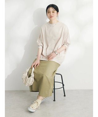 CRAFT STANDARD BOUTIQUE シルケット天竺　フロントギャザーＢＩＧ　Ｔｅｅ　Ｌ／Ｓ Gray Beige