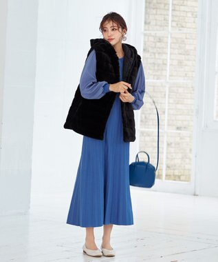 Tiaclasse 【2WAY】着回し自由のリバーシブルキルトフェイクファーベスト ブラック