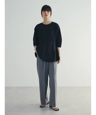 Green Parks armonia. ペプラム切替トップス Black