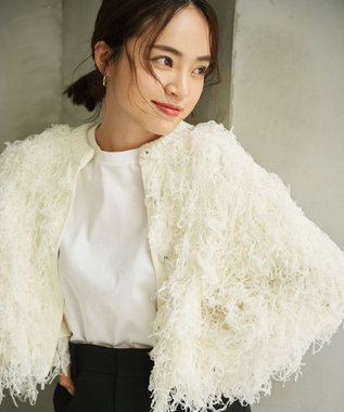 #Newans リボンヤーンニットカーディガン ホワイト