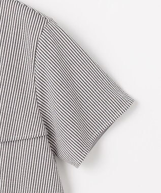 J.PRESS LADIES 【一枚で着映え】サッカージャージー バンドカラー カットソー スレートブラウンストライプ系1