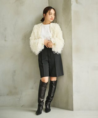 #Newans リボンヤーンニットカーディガン ホワイト