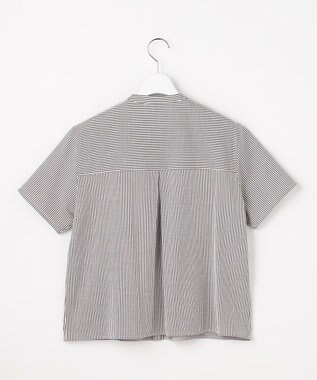 J.PRESS LADIES 【一枚で着映え】サッカージャージー バンドカラー カットソー スレートブラウンストライプ系1