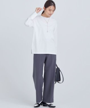 組曲 S コットンベア天竺 カフス袖ロングTシャツ アイボリー系