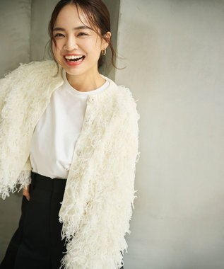 #Newans リボンヤーンニットカーディガン ホワイト