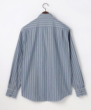 JOSEPH ABBOUD 【シルク混・上質】シルクコットンストライプ シャツ ネイビー系1