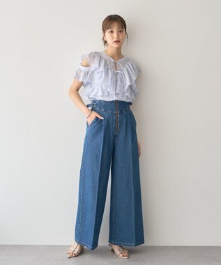 earth music&ecology サイドベルトデニムパンツ Medium Indigo