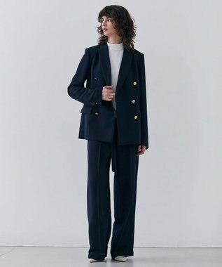 BEIGE， 【洗える・Precious 4月号掲載】JASMINE / ベルト付きワイドストレートパンツ Navy