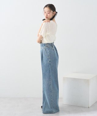 earth music&ecology サイドベルトデニムパンツ Light Indigo